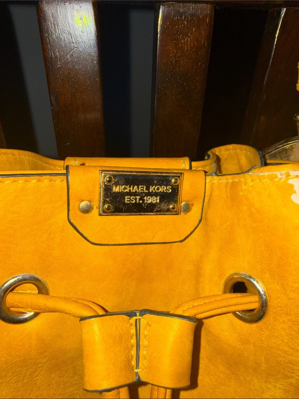Michael Kors Mustard Yellow Drawstring Shoulder Tote